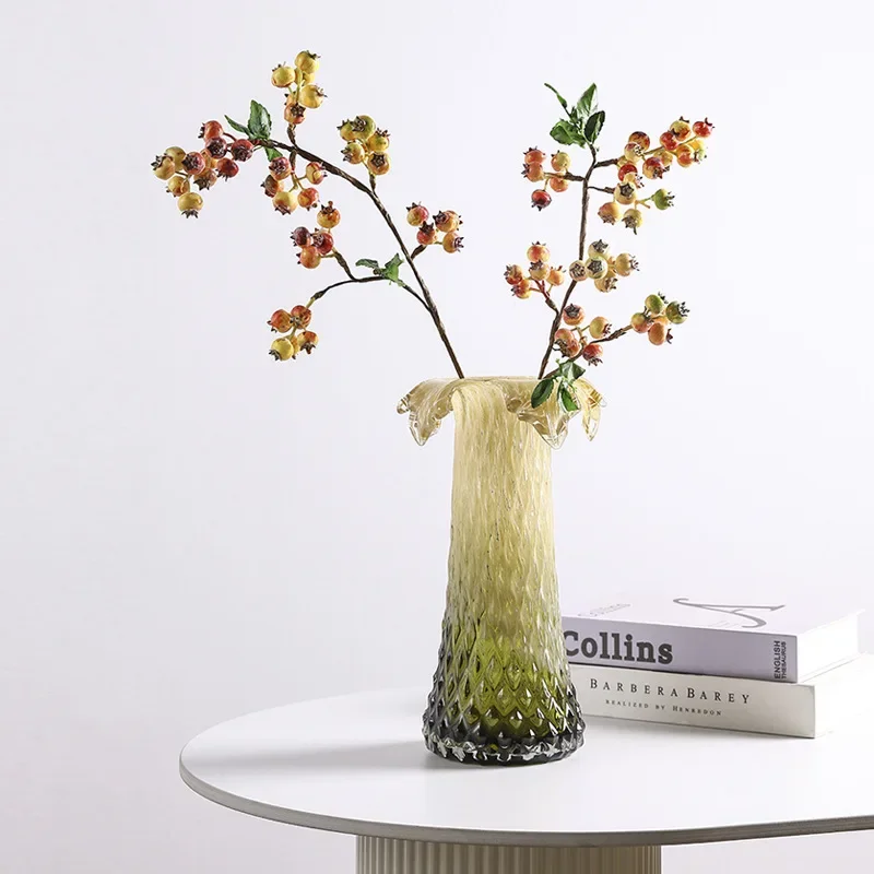 Glass Vase Color Gradient Flower Vase Fruit Plate Desktop Storage Container Snack Plate Terrarium Home Decoration Accessories