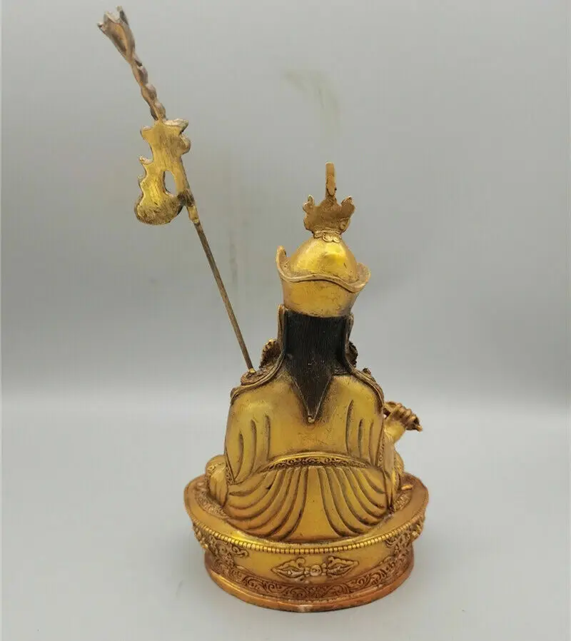 Tibetan Buddhism Buddha Padmasambhava Copper Statue 21cm Home Buddhist Hall desktop enshrines Buddha statues