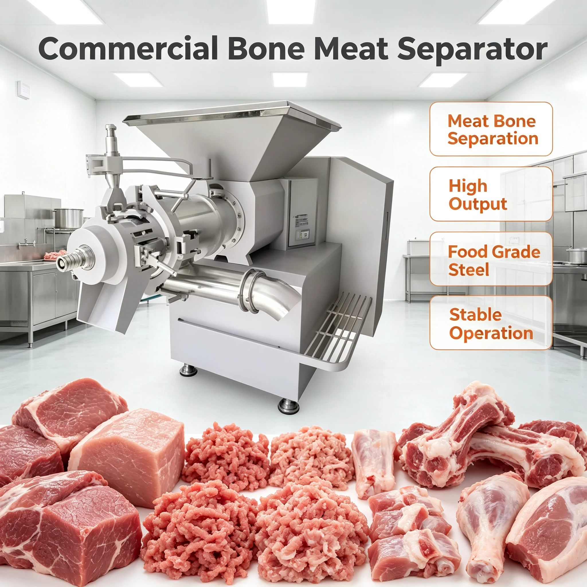 Meat Bone Separator Commercial Automatic Poultry Deboner for Chicken Turkey Whole Bird Bone Removing Customized