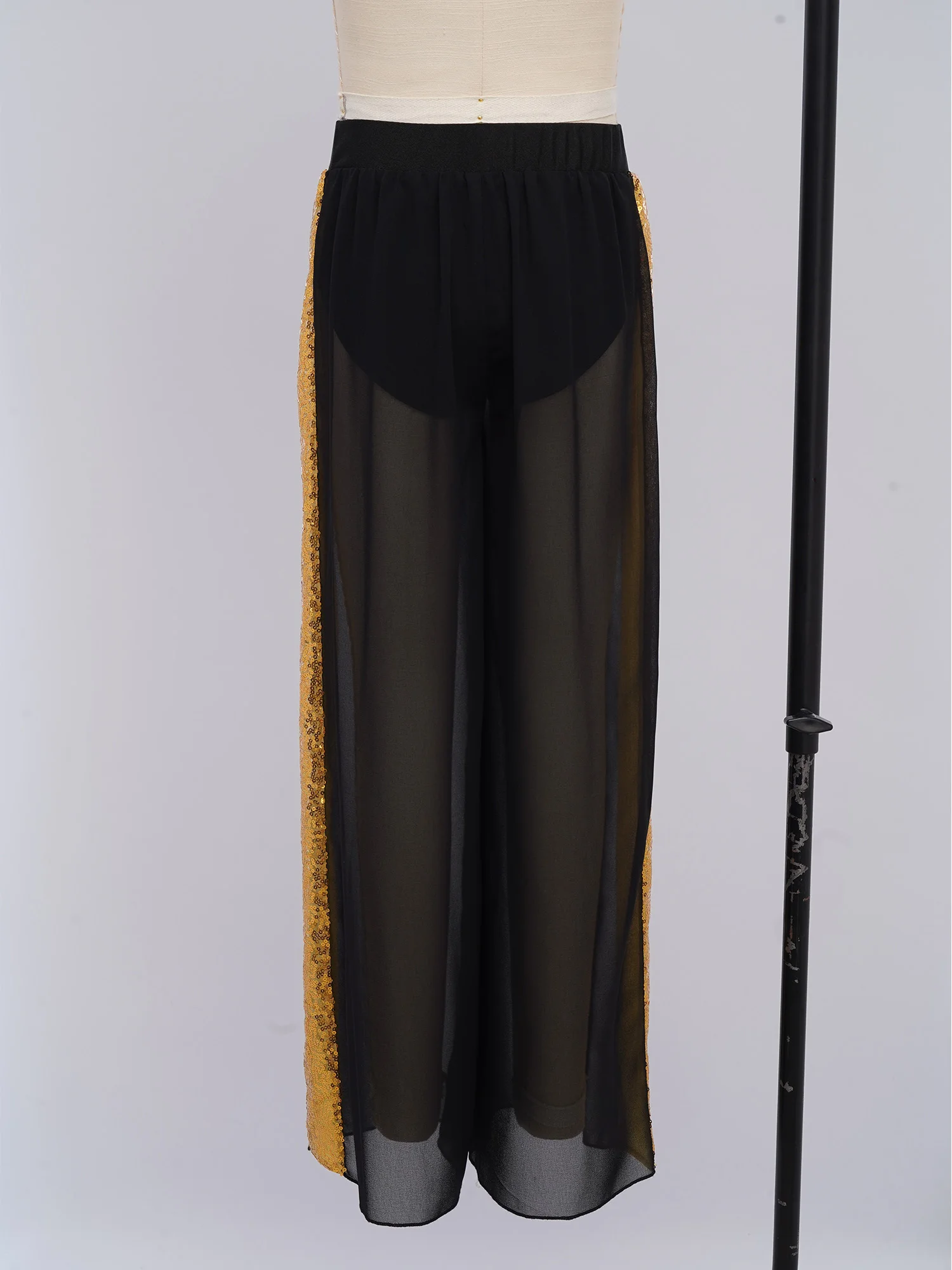 Pantalons de danse classique pour filles, bas de danse pour pratique du Ballet lyrique folklorique chinois, pantalons élégants en mousseline de soie à paillettes pour enfants