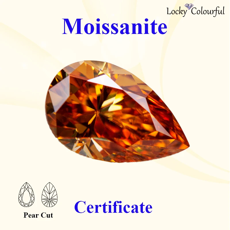 Moissanite Pear Shape Champagne Color VVS1 for Diy Charms Beads Jewelry Making Bracelet Main Materials with GRA Certificate