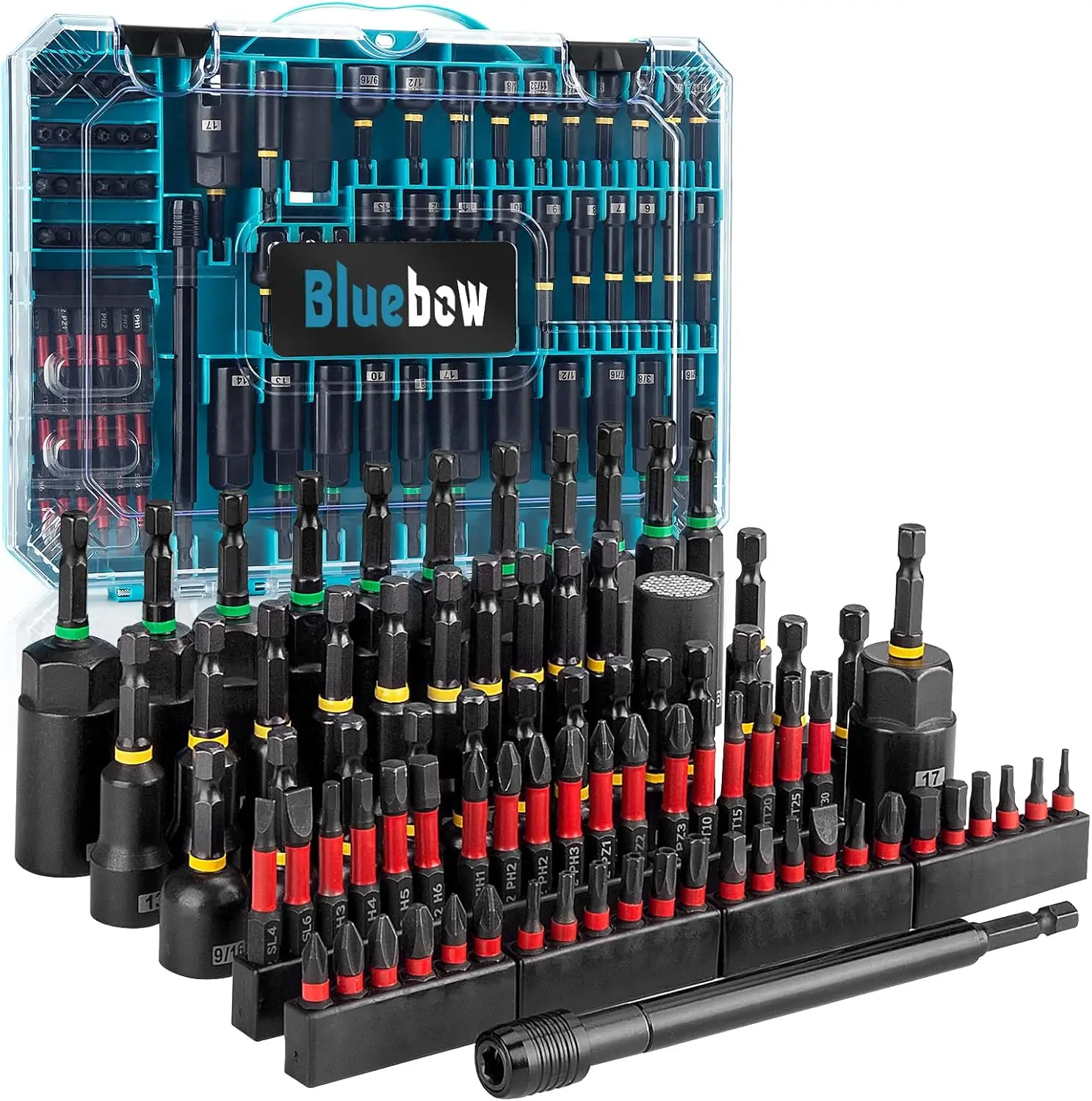 

80PCS Magnetic Nut Driver Set with Metric & SAE Sockets, Adapters, Quick Release Extension, Storage Box