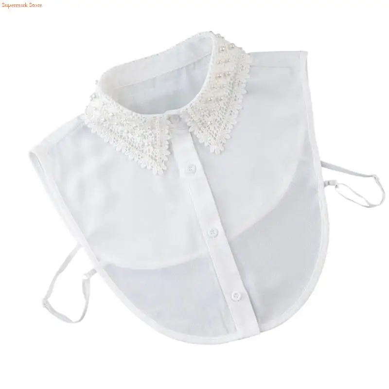 Q5WE エレガントなレースビーズの取り外し可能な首輪、服装を強化するための女性のネックアクセサリー