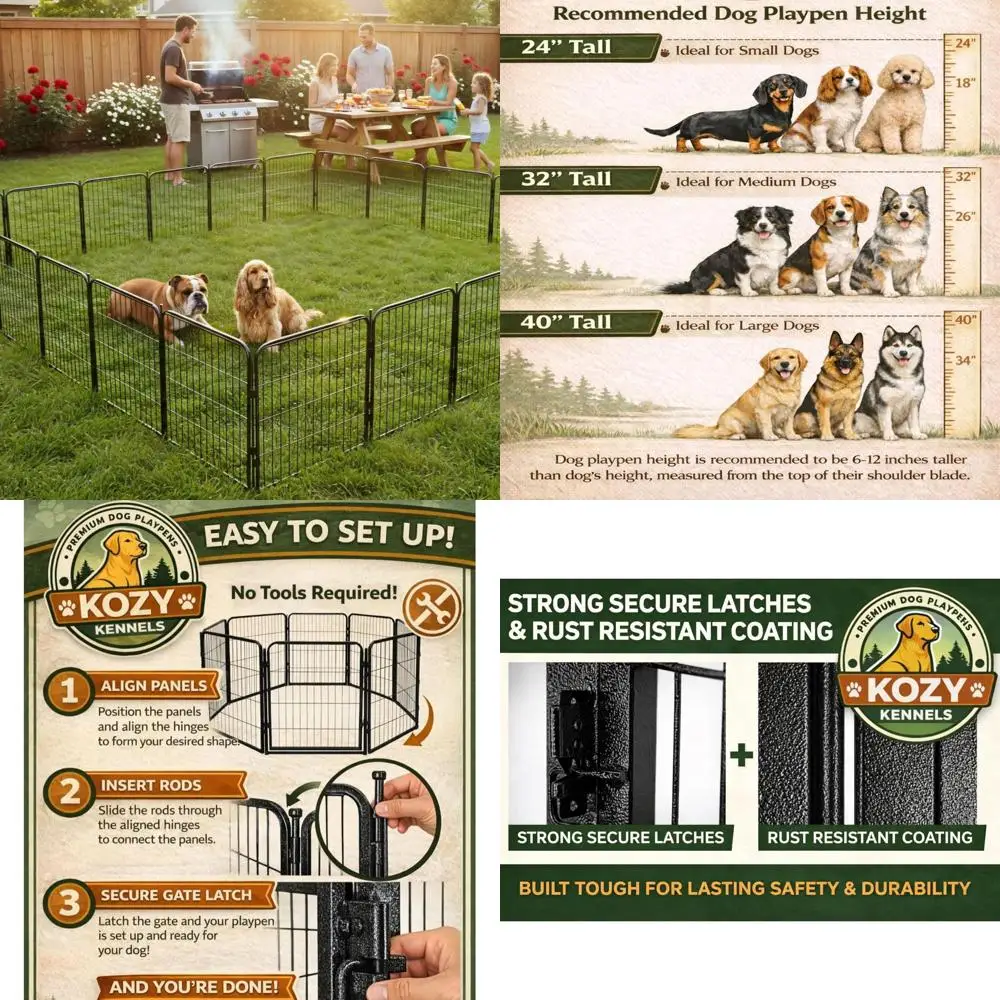Heavy Duty Metal Dog Playpen for Large Dogs