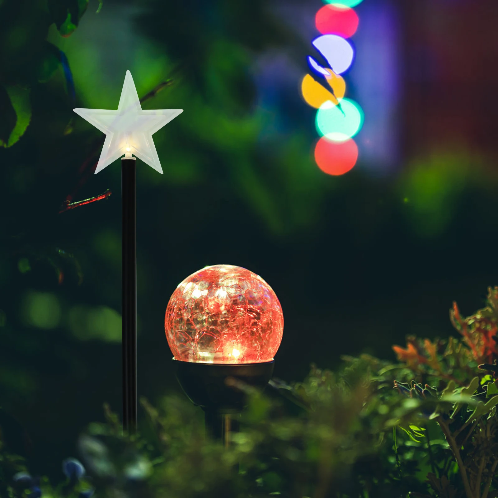 

Solar Star Lamp String 5 LED Lights Warm White Solar Powered Waterproof Outdoor Decor Yard Stake Light Easy Install L