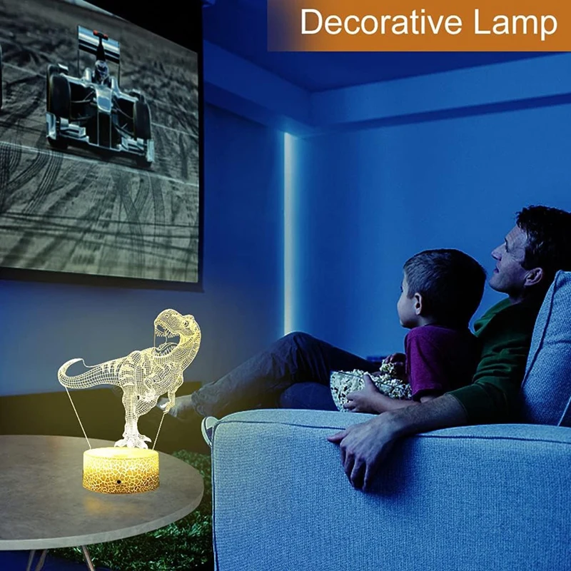 Lampu malam dinosaurus ABPQ-3D, lampu dinosaurus LED mendominasi USB Desktop lampu malam USB warna-warni
