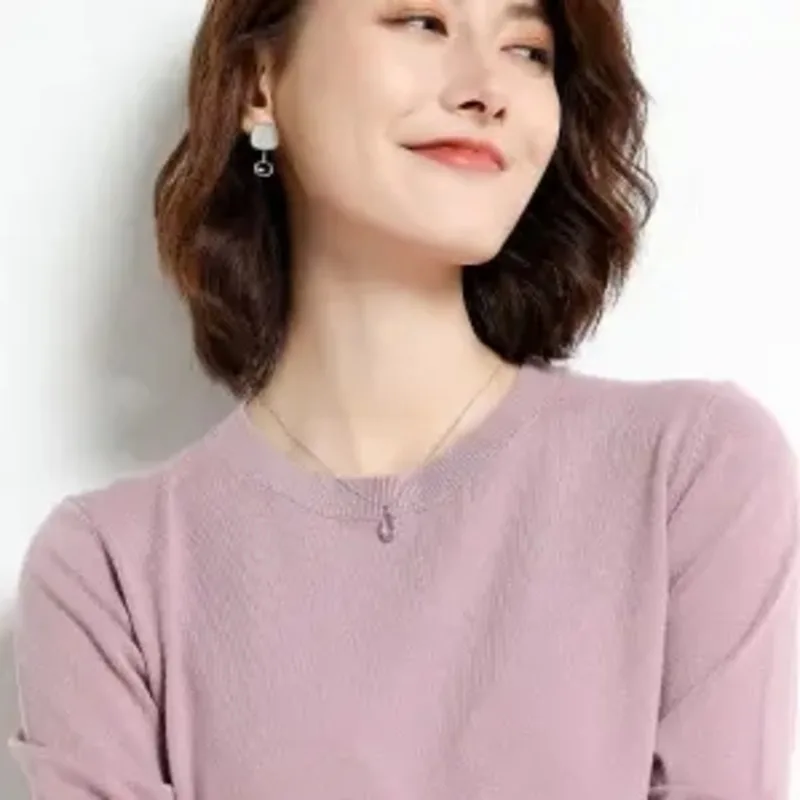 

Pure Colors Spring Autumn Winter European Style Women Fashion Pullovers Knitted Sweater Lady Long Sleeve O-Neck Loose Leisure