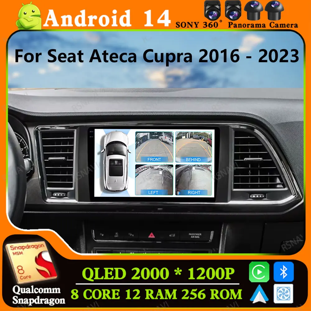 Andoird 14 Car Radio For Seat Ateca Cupra 2016 - 2021 Wireless Carplay Auto BT Navigation 2 DIN Multimedia 4G LTE DVD DSP Stereo