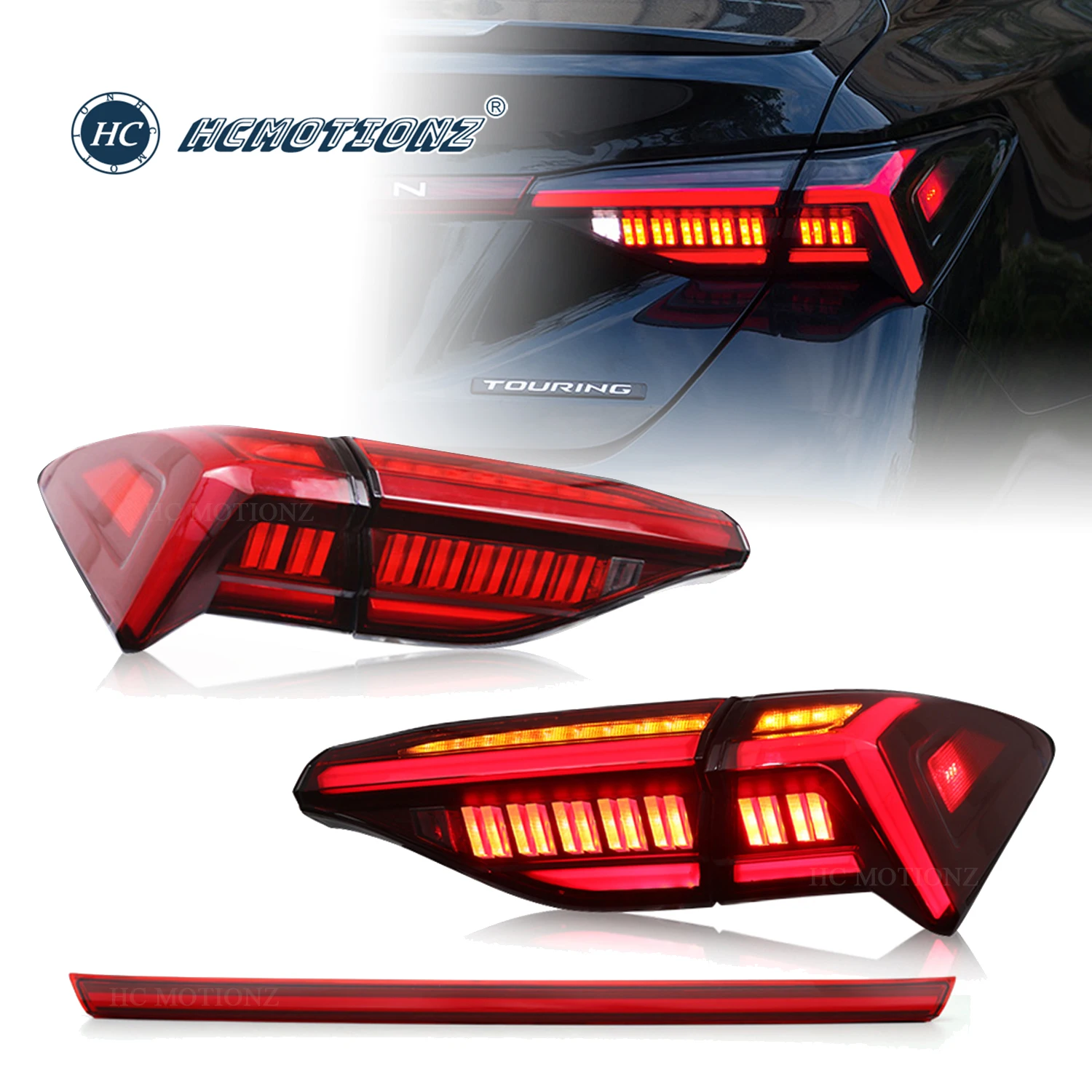 HCMOTIONZ Tail Lights for Toyota Avalon 2018-2021 DRL Start UP Animation LED Car Rear Back Lamps Assembly Car Lighting System