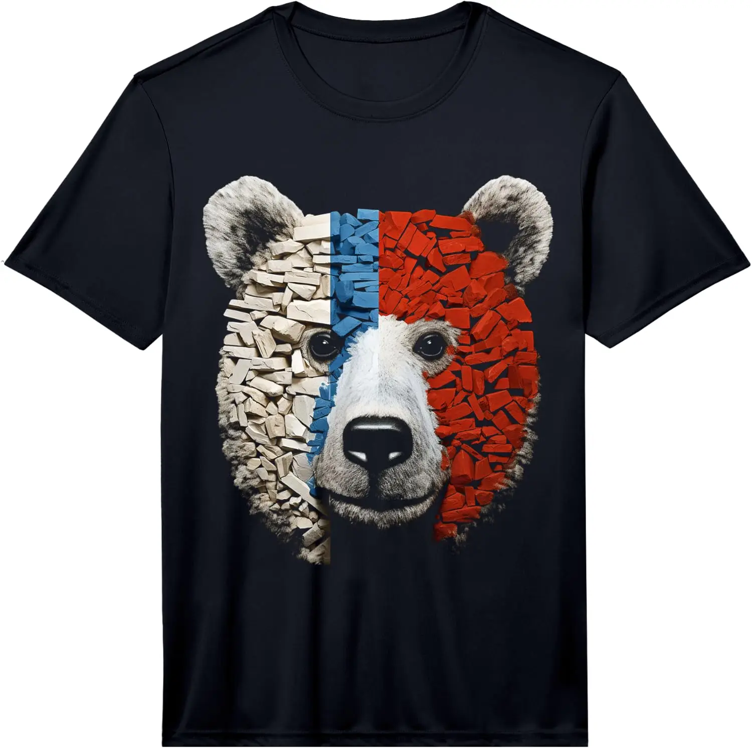 Stones Art Animal Drawing Graphic Polar Bear Performance T-Shirt 100% Cotton Trendy Y2K Short-Sleeve Tee – Soft, Quick-Drying, &