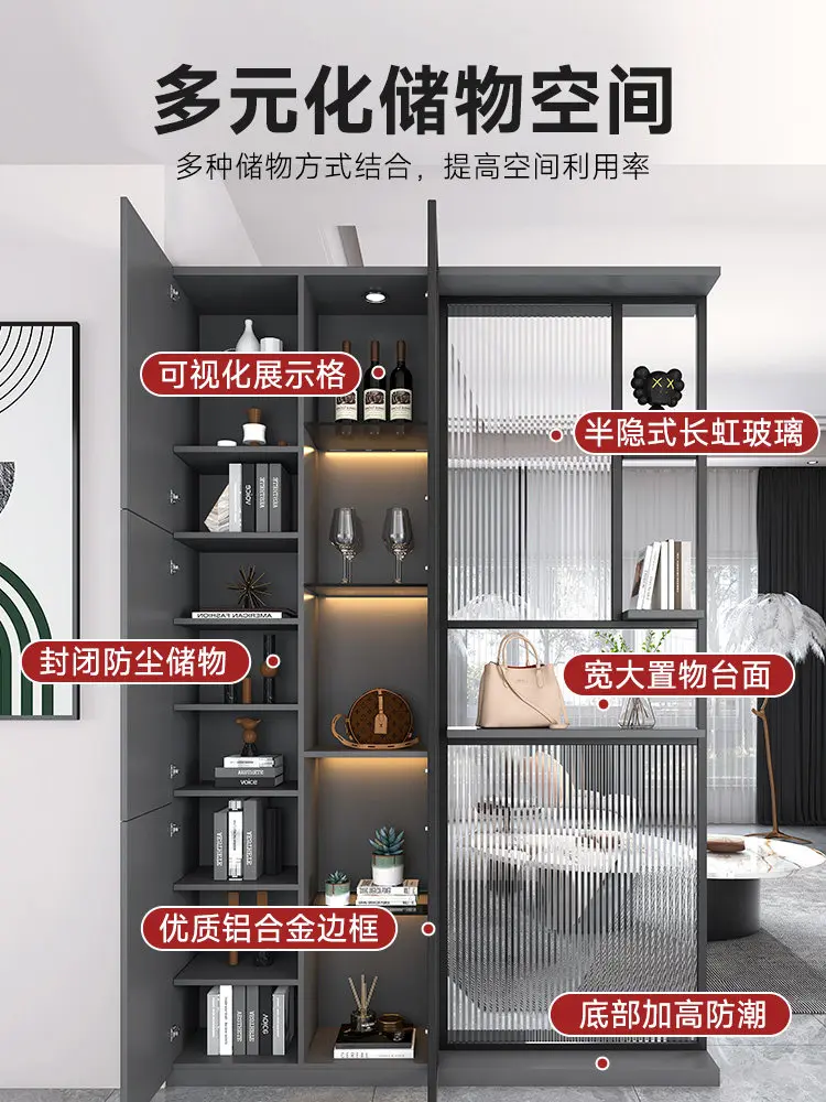 The entrance cabinet is opposite the door, side cabinet, sofa stopper, screen, all solid wood household living room