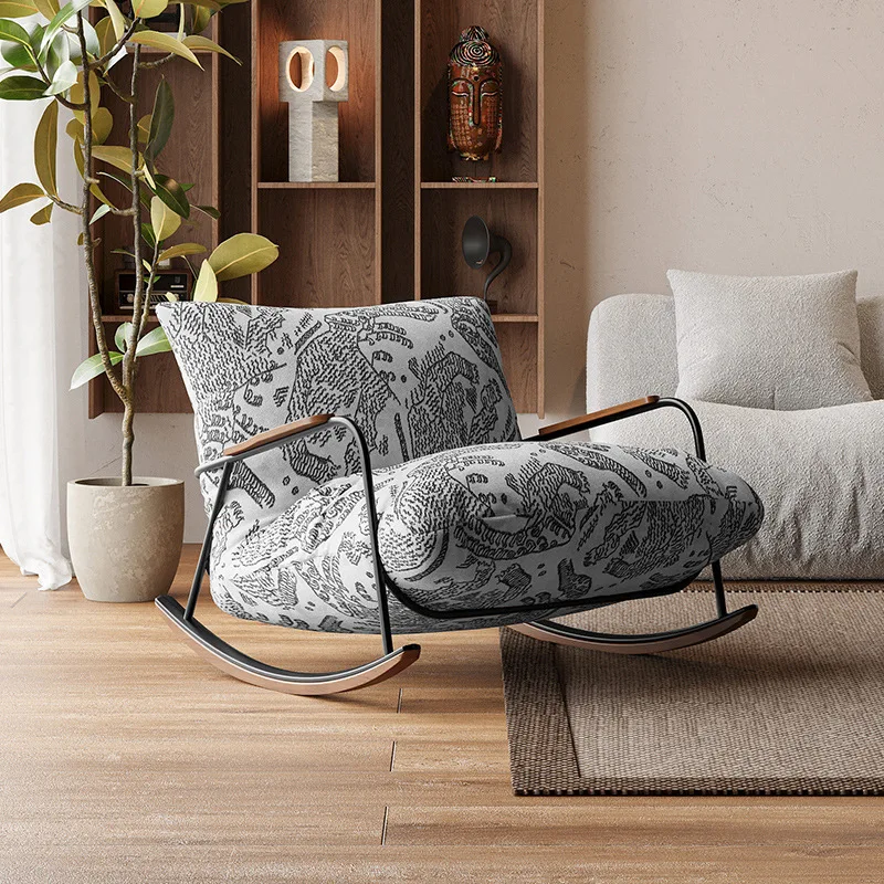 

Medieval rocking chair balcony home designer leisure living room retro lazy single sofa lying down