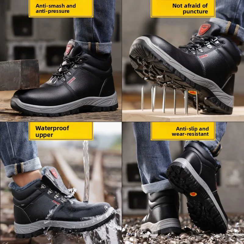 Veiligheidsschoenen voor heren Winterlaarzen Heren Dames Laarzen Anti-smash Verdikte Warme werkschoenen Bescherming Ademende werkschoenen37-45