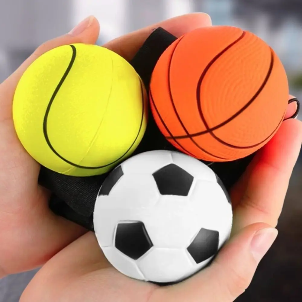 Pelota de retorno que rebota elástica en cuerda, juego de pelota de mano, pelota de rebote de mano aburrida, pelota hinchable de tenis y baloncesto con correa elástica