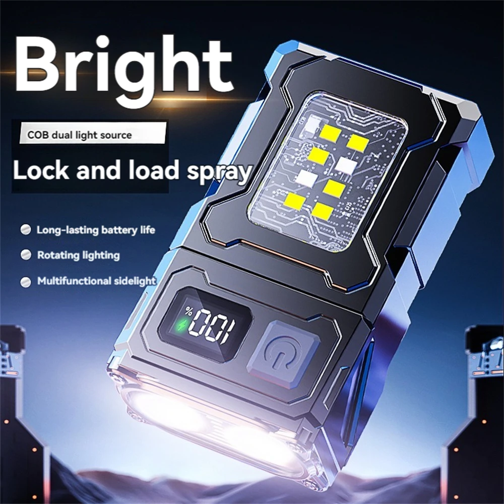 

A09 LED SMD COB High Power Keychain Flashlight 3 Modes Type-C Charging IP45 Waterproof Compact Portable Work Lantern