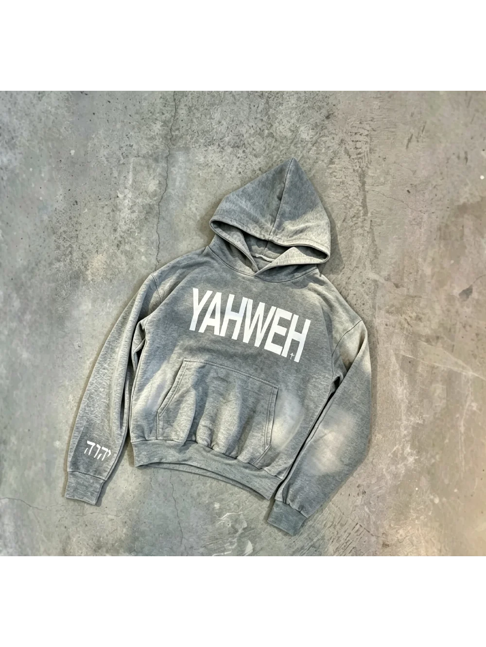 New autumn and winter retro vintage vintage gradient gray pullover hoodie with thorns letter print street trend casual niche ins
