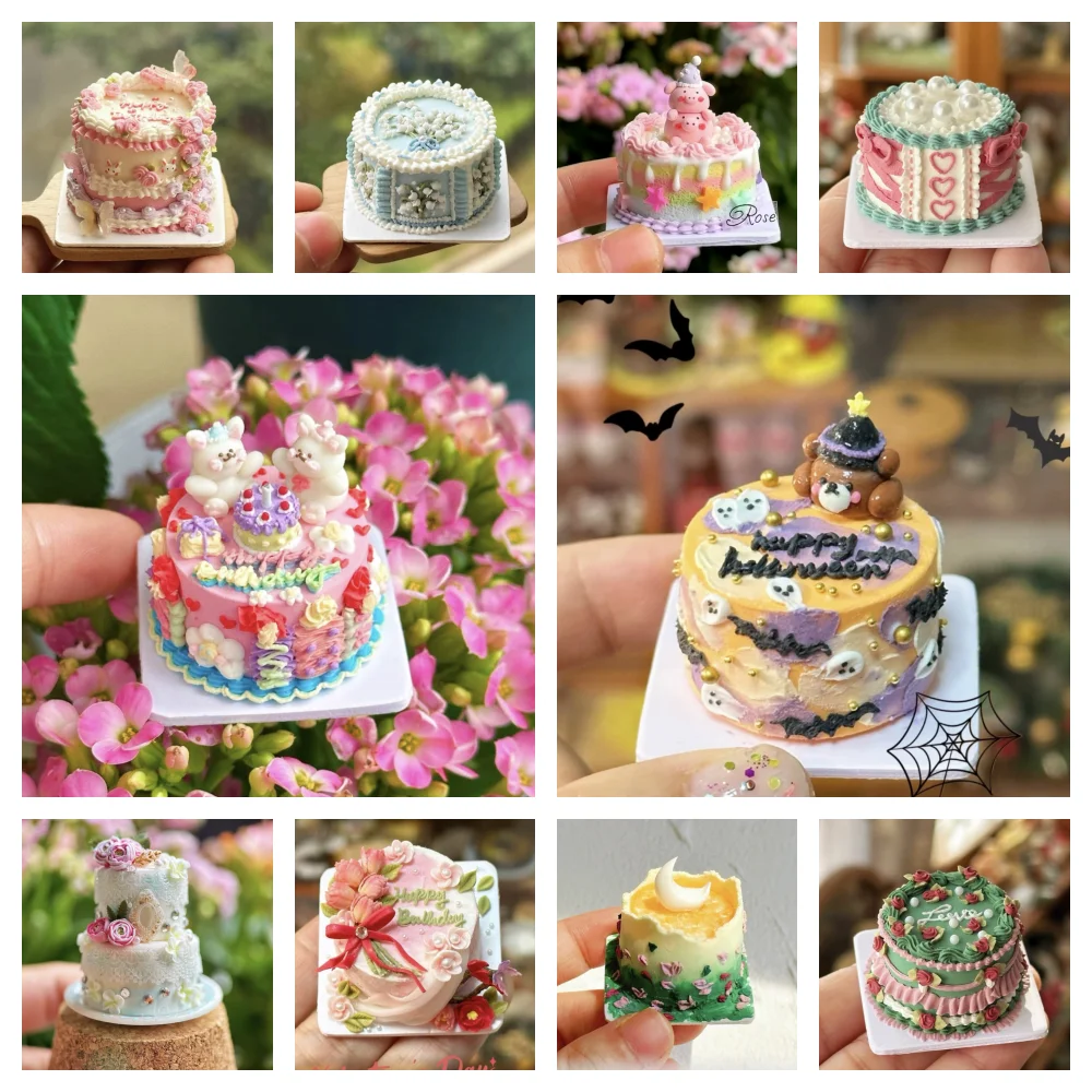 Dollhouse Decoration Miniature Clay Birthday Cake Bjd Doll Diy Custom Birthday Party Decoration Mini Sweets for Dolls Blythe Toy