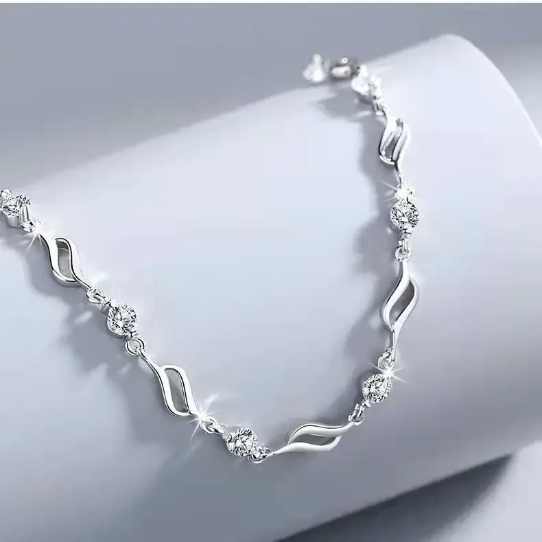 Vintage 925 Sterling Silber Zirkon Armbänder Für Frauen Mode Koreanische Designer Weiß Kristall Charme Armbänder Partei Schmuck Geschenke