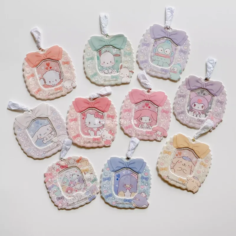 

Japan Sanrio Games Photo Card Holder Pendant Bag Box Melody Kuromi Hangyodon TuxedoSam Anime Figures Model Toys for Children