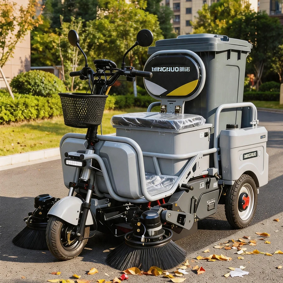 New Electric Tricycle Street Sweeper MN-S125 48V Battery Ride-On Self-Propelled Compact Vacuum Cleaner Narrow Alley Park Factory
