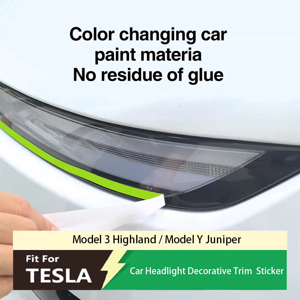 Fit For Tesla Model Y/Model 3 Juniper Highland 2025 Color Changing Film Automotive Parts Headlights Sports Decorative Strip Film