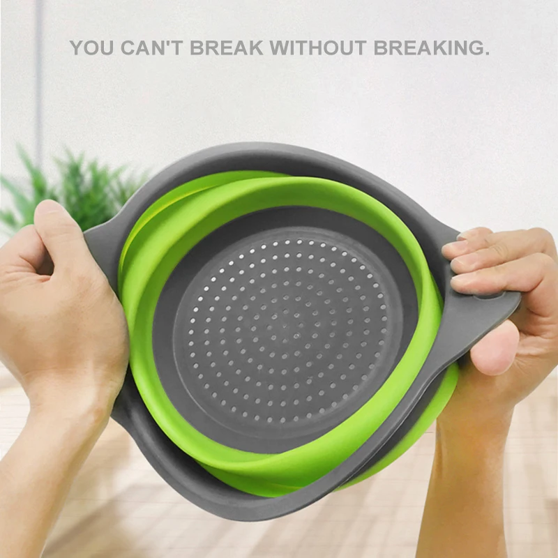 Drain Basket Silicone Vegetable Fruits Washing Drain Basket Folding Colander Strainer Collapsible Drainer Kitchen Tool