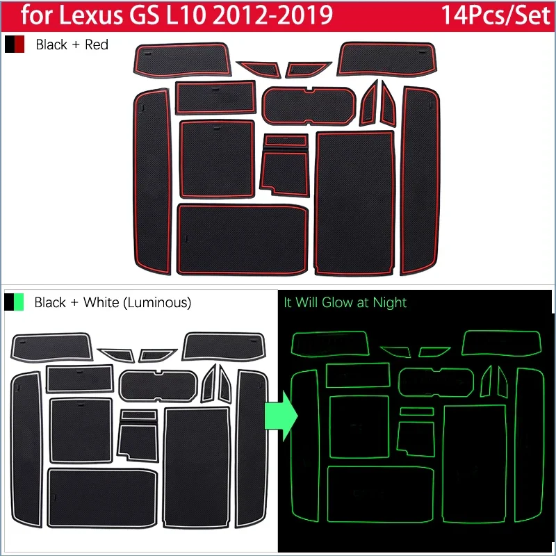 for Lexus GS250 GS300 GS350 GS450h 2012~2019 Rubber Anti-slip Mat Door Groove Cup Pad Gate Slot Cushion Coaster Accessories 2013