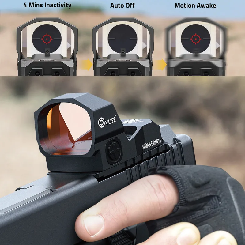 

WolfCovert X S01 Multiple Reticle Red Dot 3/50 MOA Dot Circle Optic Motion Awake RMR Adapter Plate MOS Picatinny 28mm Large Len