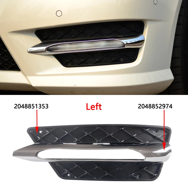 Front DRL Fog Lamp Cover Chrome Trim Lower Grille For Mercedes Benz C Class W204 A2048851353 A2048851453 A 2048852974 2049068900 view 3