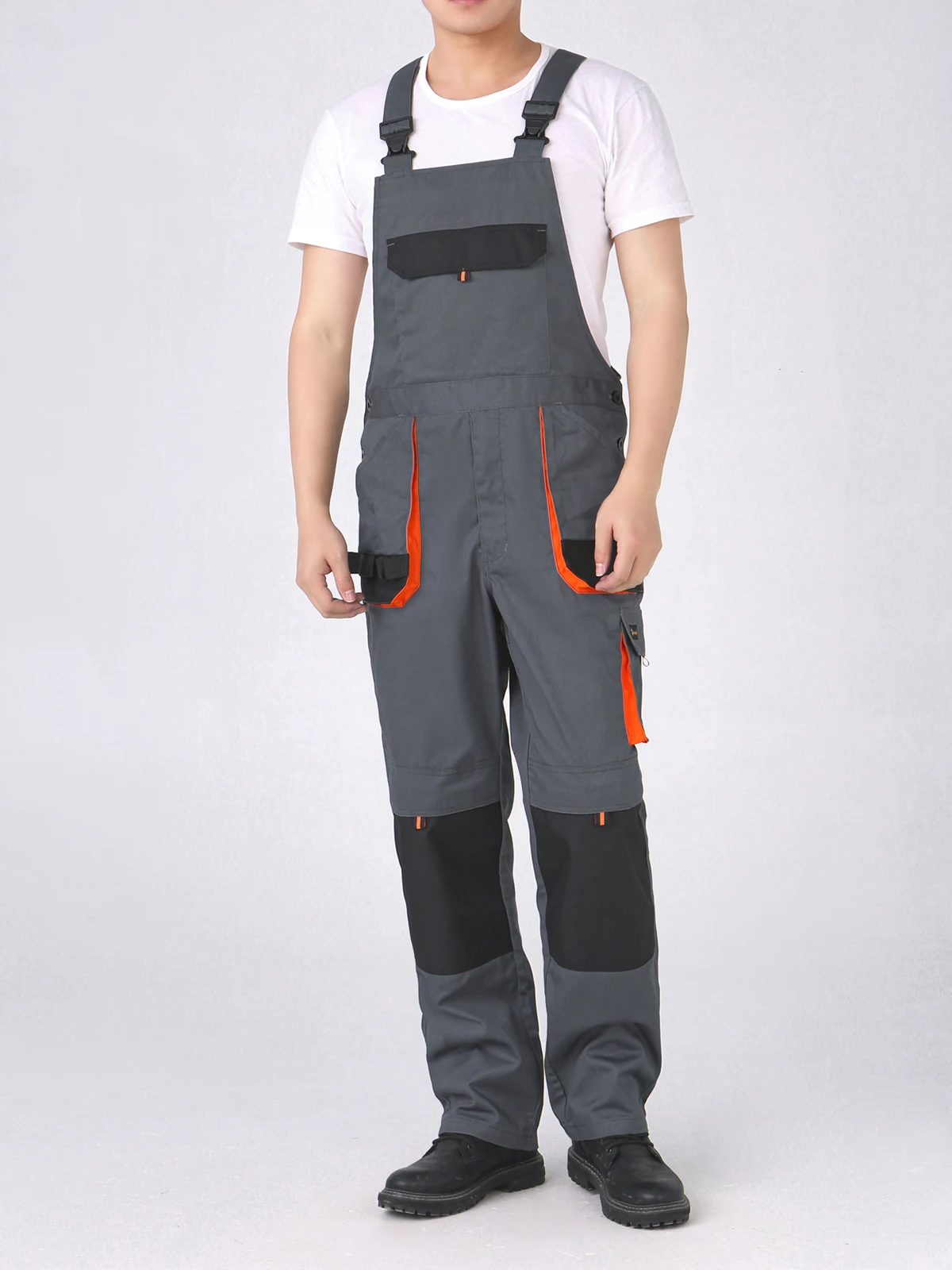 

Bib Overall Casual Worker Clothing Plus Size Sleeveless Bib Pants Protective Coverall Strap Jumpsuits Fly Pockets Uniforms M-4XL