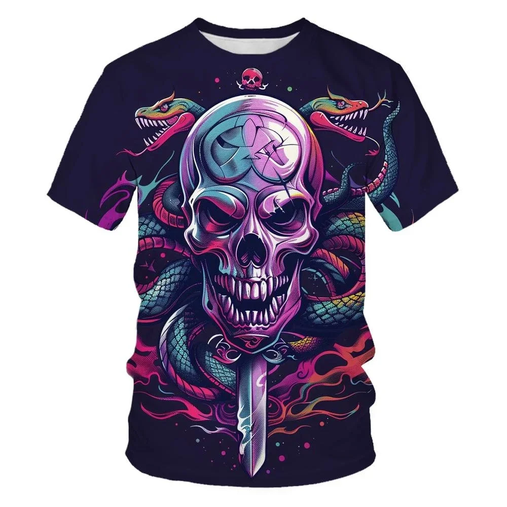 

Hip Hop Cool Goth Fun 3D Printing Plus Size Men's T-shirt Street Fashion Hip Hop Personality Sports Breathable Quick Dry