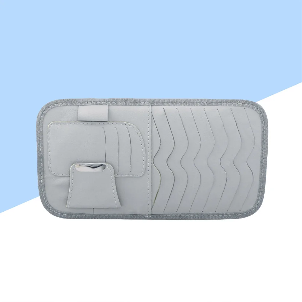 

Car Sun Visor Storage Pouch Grey For Sunglasses Cds Cards License Holder Hook Loop Design Compatible With Most Cars Suv