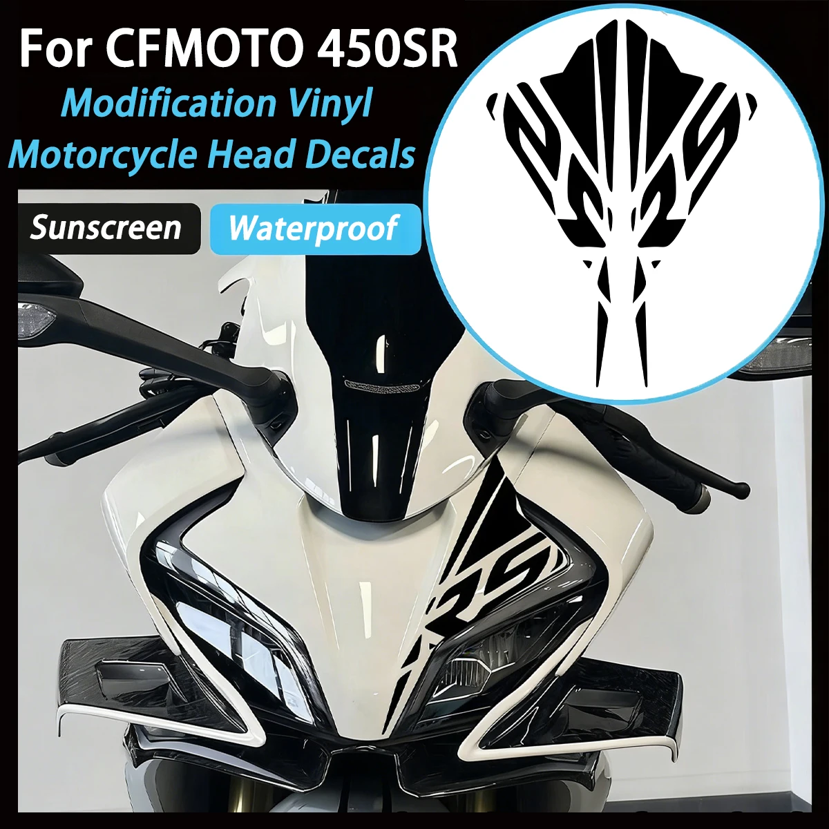 For CF MOTO CFMOTO 450SR 450 SR Reflective Motorcycle Head Stickers Moto Front Face Decor Waterproof Vinyl Accessories Decals