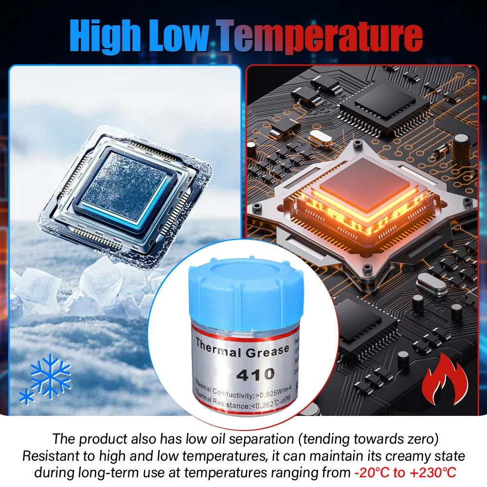 1/5Pcs HY410 10g White Thermal Grease Compound Paste Conductive Grease Paste For CPU GPU Chipset Cooling Compound Silicone