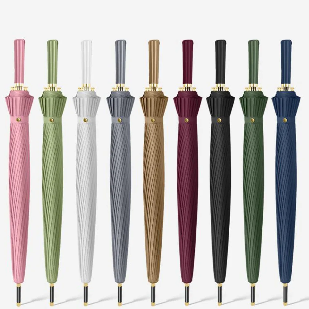 High Quality 24K Strong Windproof Glassfiber Parasol Long Handle Business Umbrella Outdoor Activities Golf Umbrella