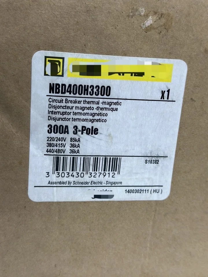 SQUARE D NBD400H3300 CIRCUIT BREAKER THERMAL MAGNETIC NBD400H 300 AMPS 3 POLES Programming Controller Industrial Automation