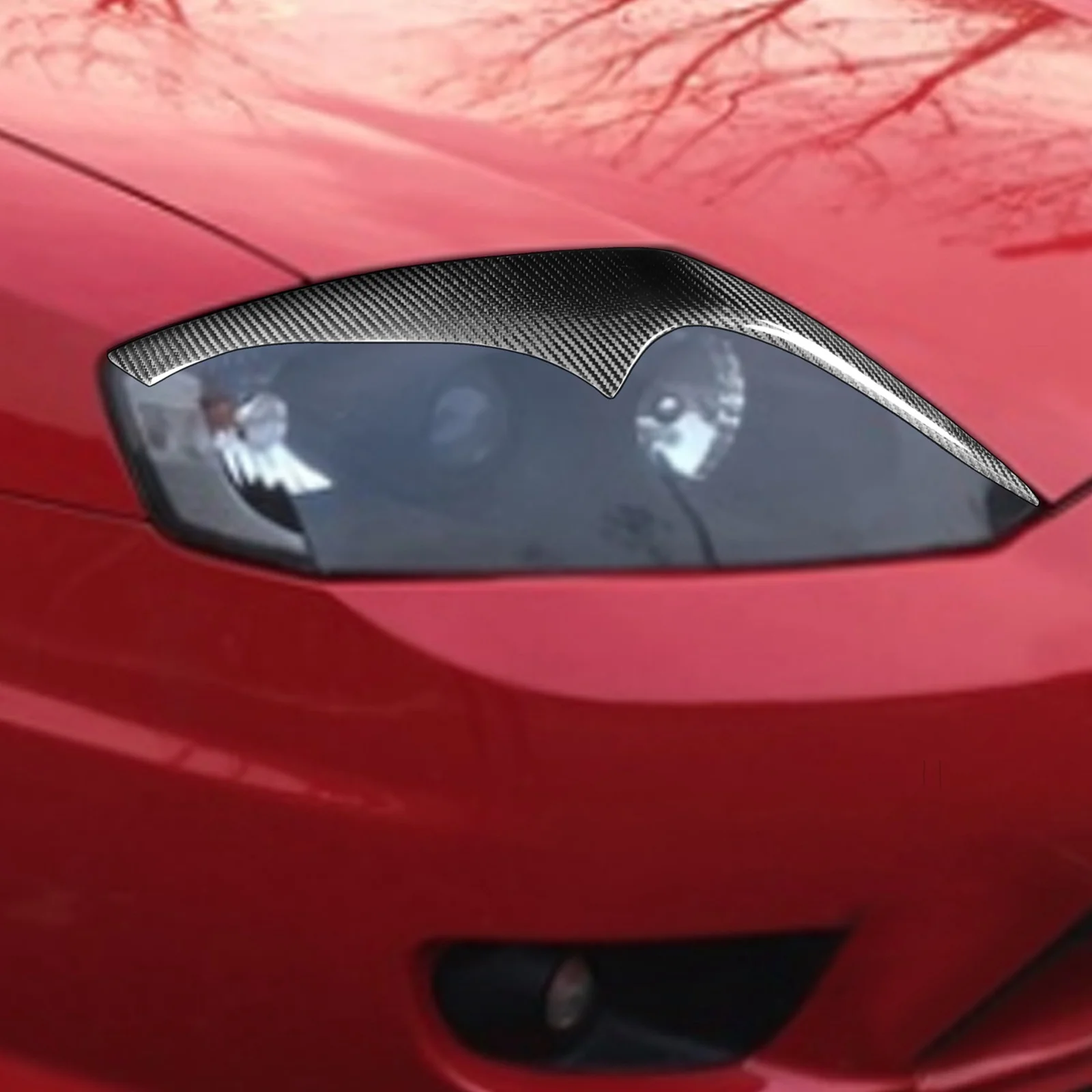 Carbon Fiber Headlight Eyebrow Eyelid Cover For Hyundai Tiburon Coupe 2003-2006 2004 2005