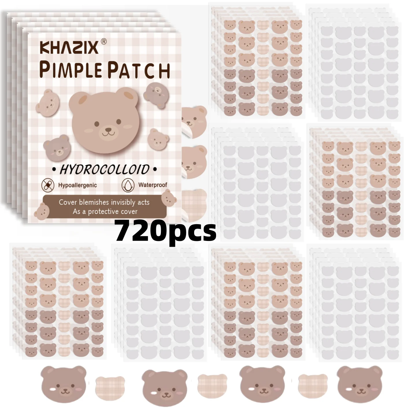 720 قطعة من رقع حب الشباب الكرتونية للوجه، كونسيلر، رقعة حب الشباب والبثور، رقعة رقيقة جدًا وقابلة للتنفس