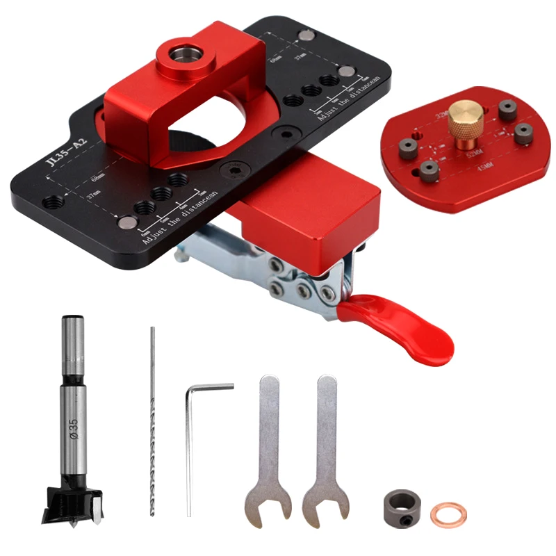 Drilling Guide Locator Set Woodworking 35mm Hinge Jig Kit with Fixture for Alloy Plastic Hole Opener Tools Puncher Template