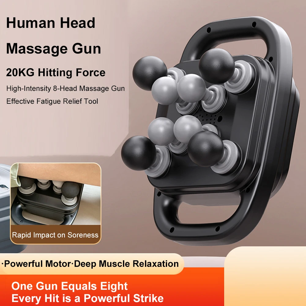 8 Heads Fascial Massage Gun Vibration Massager Deep Tissue Massage Fascia Gun Shoulder Neck Back Muscle Massager