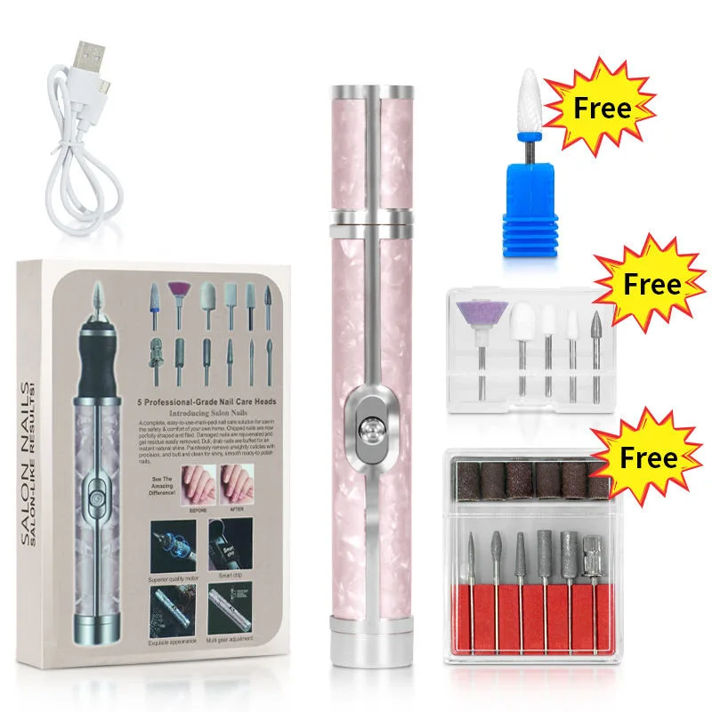 ポータブル電動ネイルドリル、家庭用ネイル除去と角質研磨機用の充電式ネイルドリル