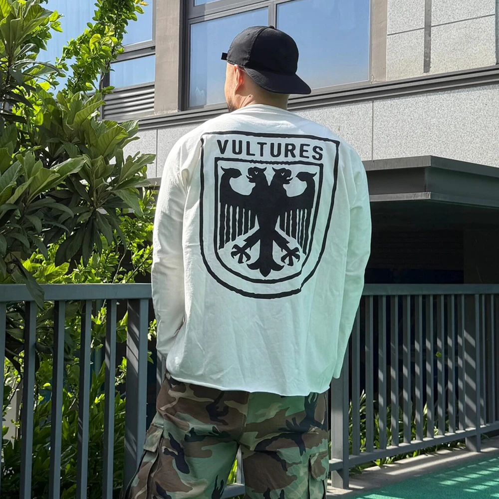 

KUCLUT 1:1 YE KANYE WEST Fashion Best Quality Printed Tee Loose Casual Oversize Vintage Clothes Long Sleeves T Shirt Men Woman