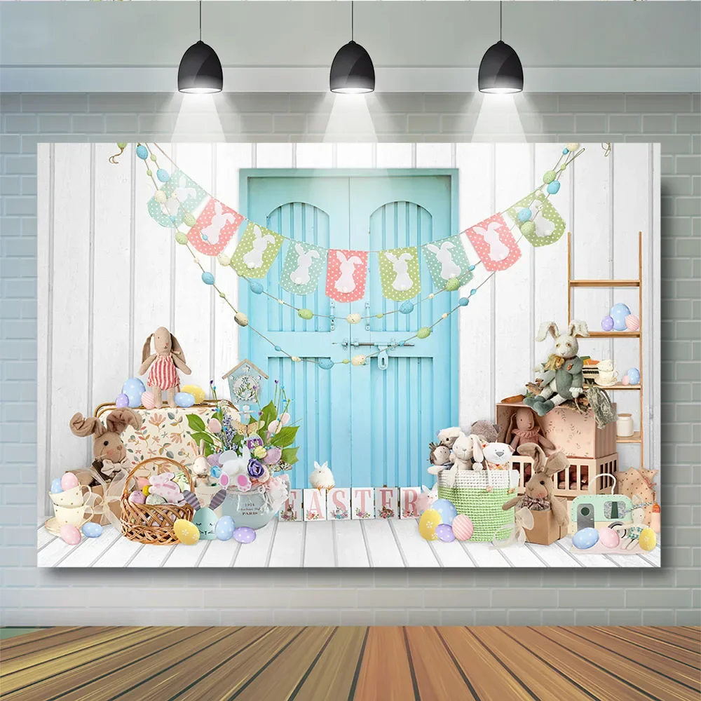 Mocsicka-Toile de fond de lapin de Pâques pour enfants, accessoires de photocall, mur en bois au sol, fond de printemps, accessoires de studio photo pour enfants et bébés, jardin, enge