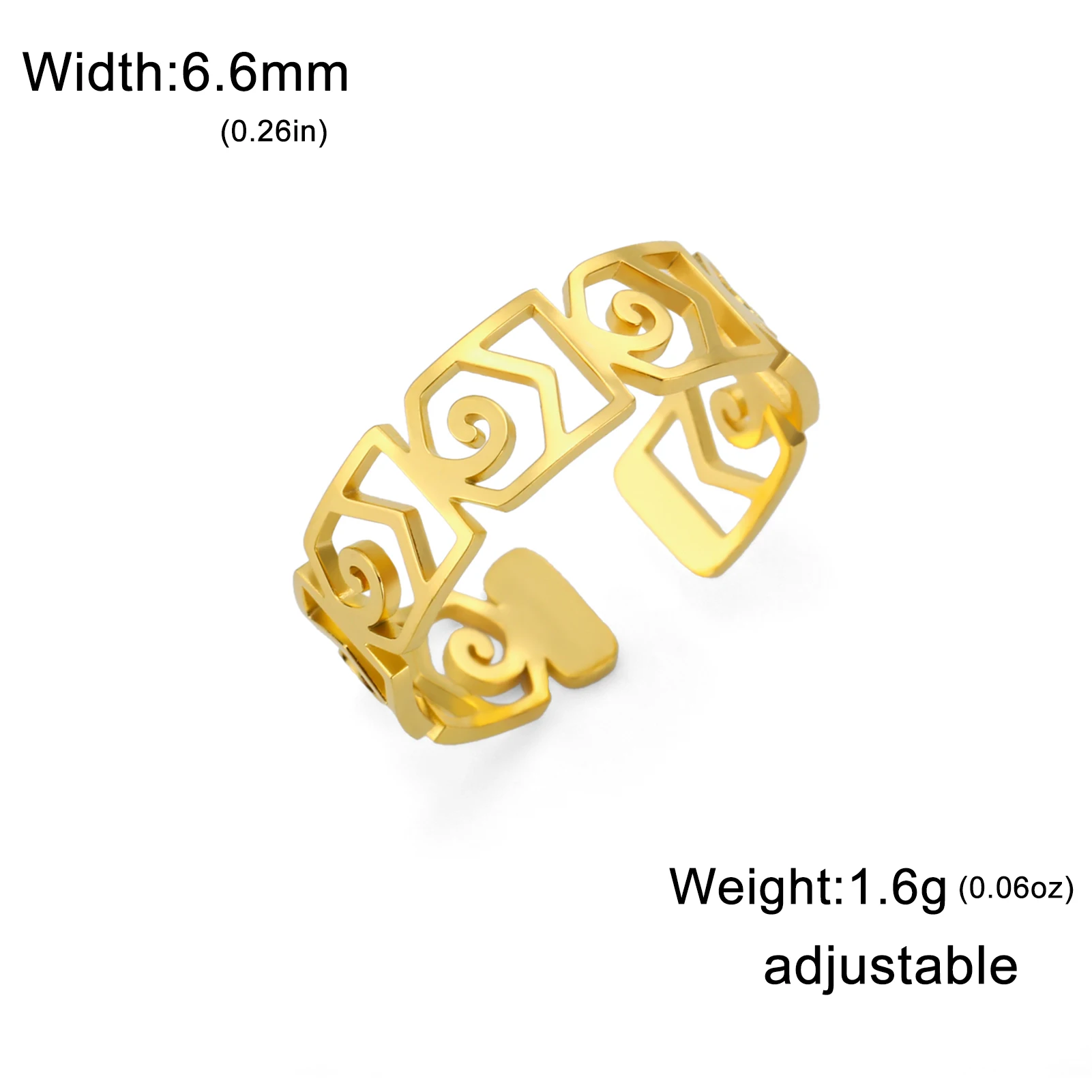 CoolTime Edelstahl-Ring mit griechischem Schlüsselmuster, hohl, geometrisch, verstellbar, Vintage, antike griechische Schmuckstücke, für den Alltag, 2026 – Detail 15
