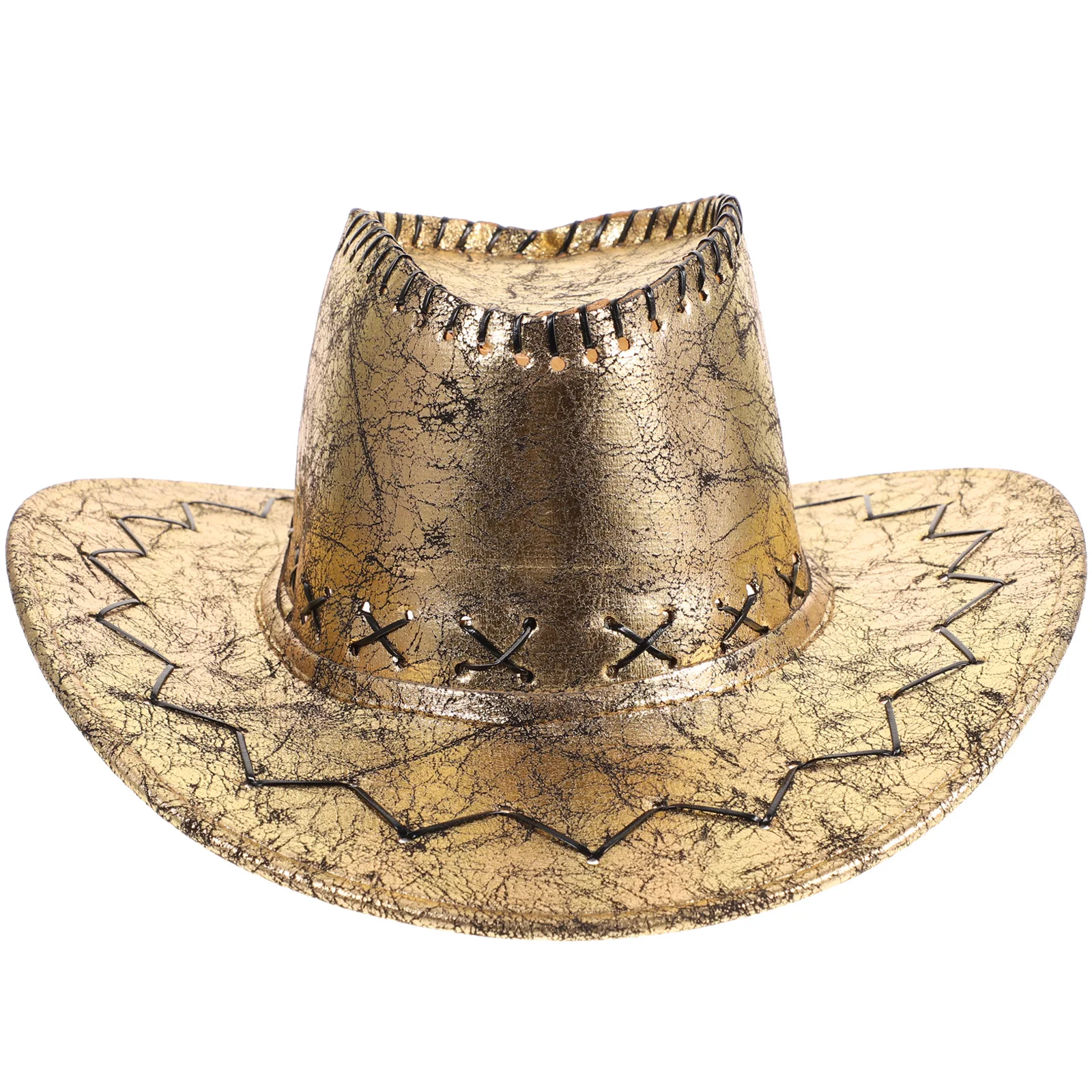

1pc Western Cowboy Hat Imitation Fashion Party Accessory for Men Women Gold Color Size All Base Cap Style