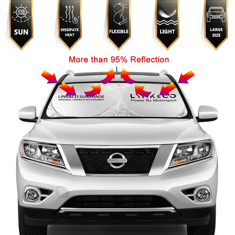 Car Windshield Sun Shade Cover Anti UV Sun Visor Protector Auto Accessories For Geely Lynk & co 01 05 03 09 02 04 06 07 08