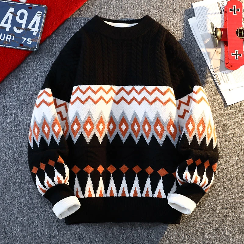 

GIOIOM's свитер, осенне-зимний высококачественный трехмерный свободный повседневный вязаный свитер с круглым вырезом и трехмерным узором