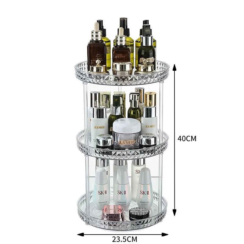 360° Rotatable Desktop Makeup Rack Bathroom Shelf Large-capacity Perfume Skincare Product Storage Rack Cosmetic  Organizer