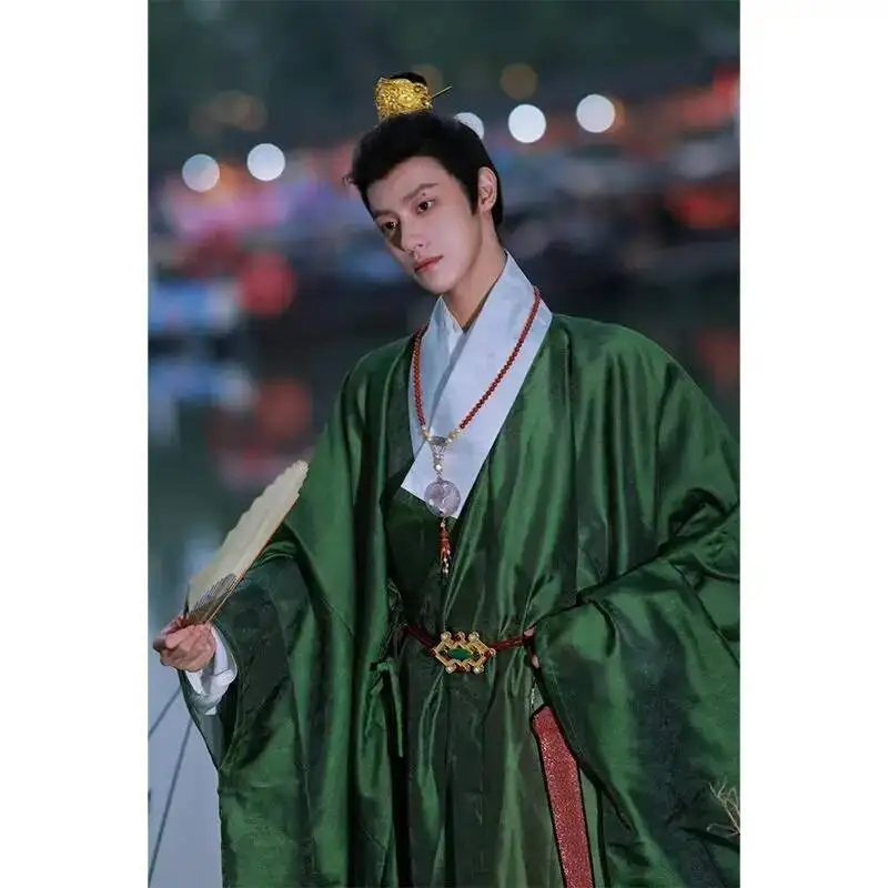 Traditional Hanfu Dark Flower Gauze Large Sleeve Ming Dynasty Style Dao Robe Chinese Hanfu Male Ancient Student Vintage Costume - view 3