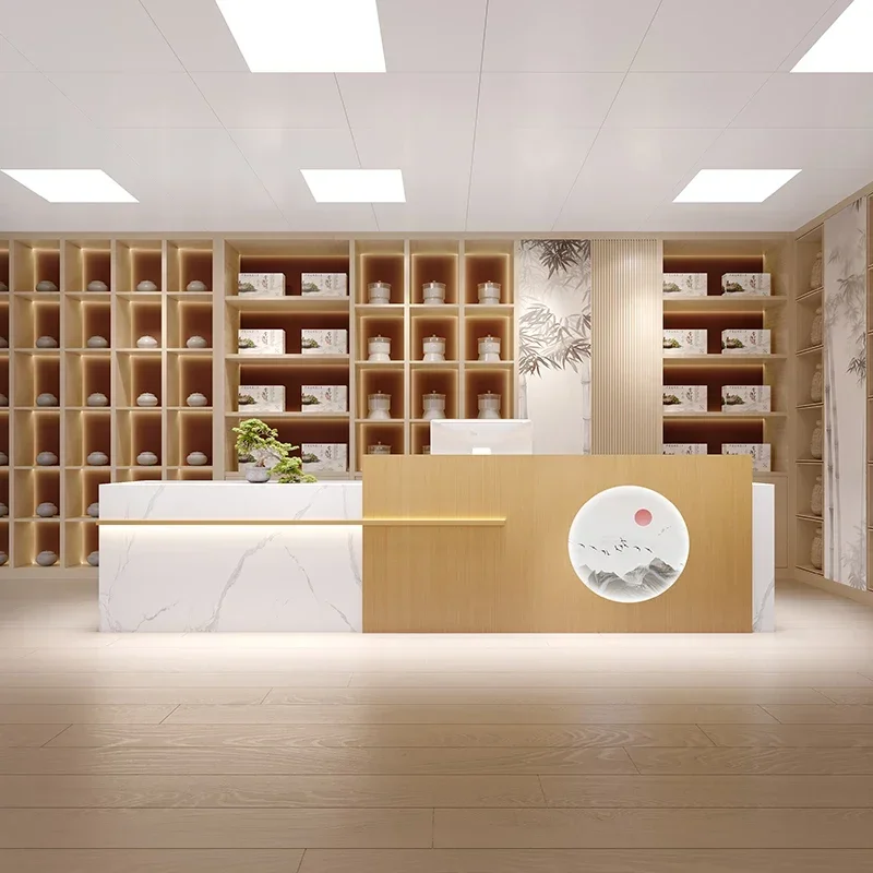 

Luxury Shop Front Desk Restaurant Banco Spa Accessories Lighting Reception Desk Customizable Bureau Meuble Luxury Furniture